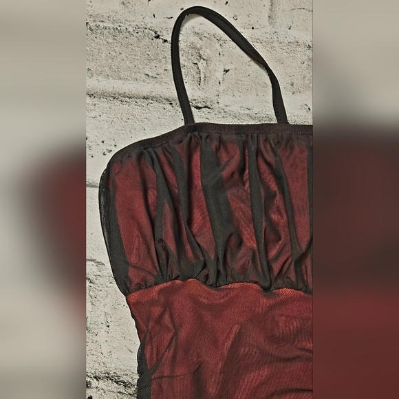 SHEIN Black Red Mesh Ruched Bodycon Mini Dress US 2 - Picture 8 of 13
